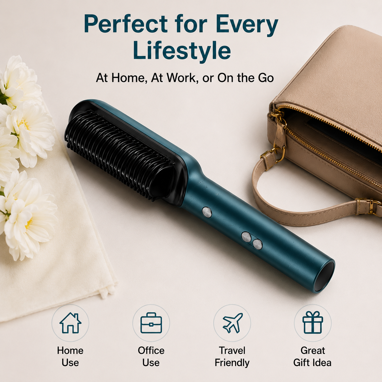 SilkGlide™ | 2-in-1 Ceramic Hair styling + Straightening comb Brush