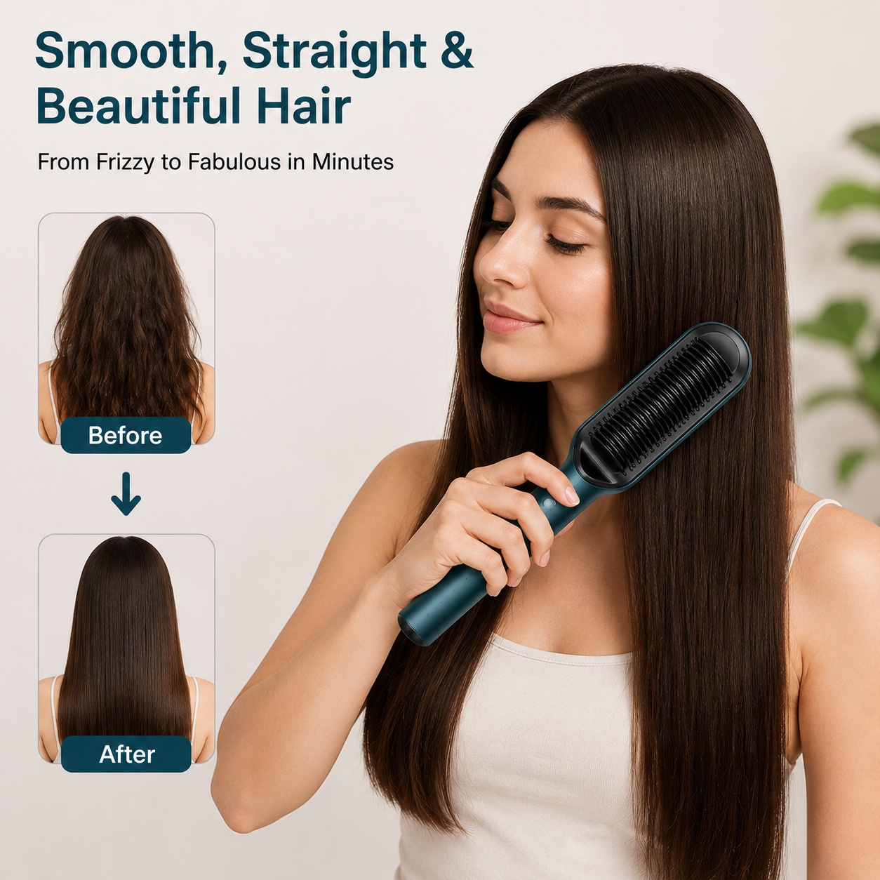 SilkGlide™ | 2-in-1 Ceramic Hair styling + Straightening comb Brush
