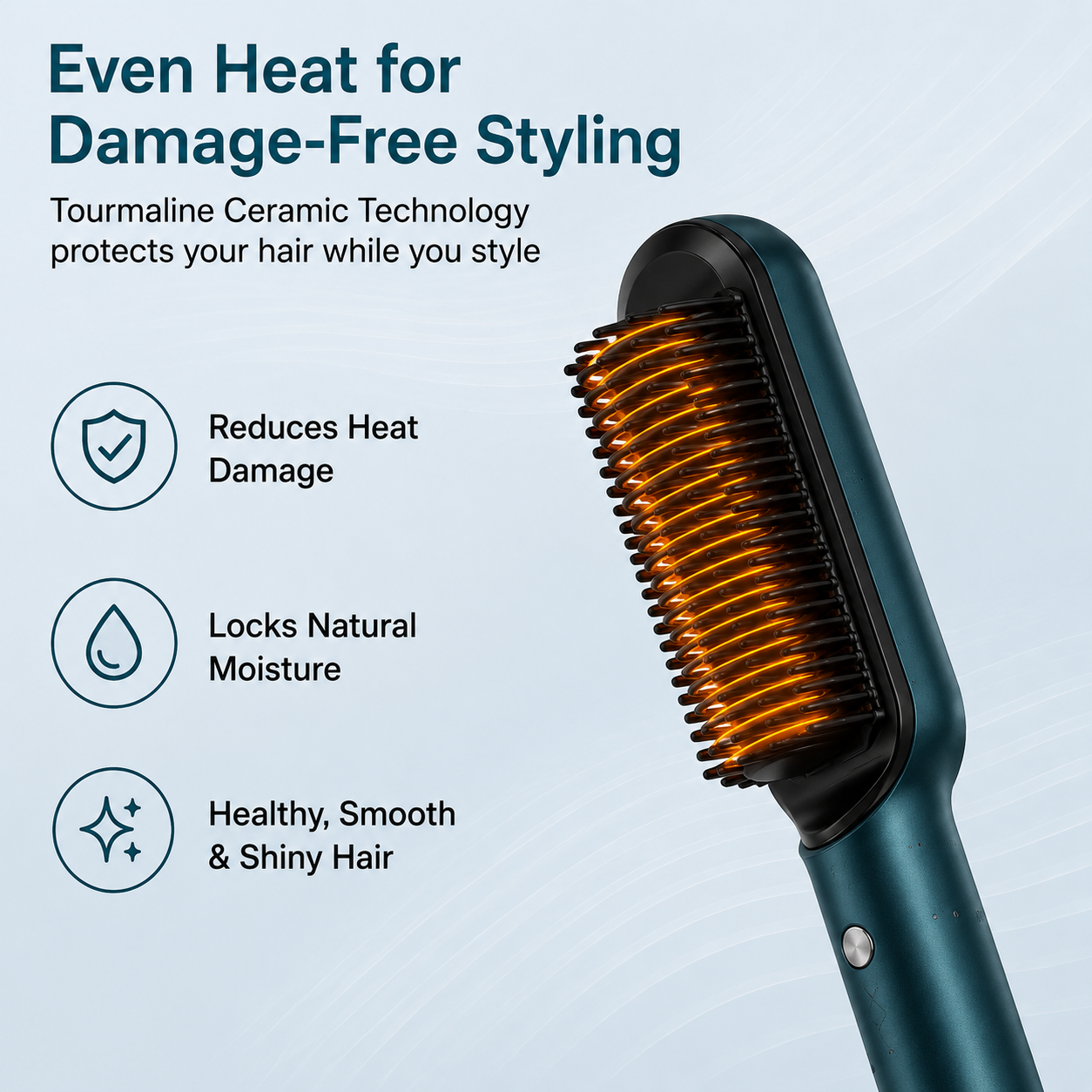 SilkGlide™ | 2-in-1 Ceramic Hair styling + Straightening comb Brush
