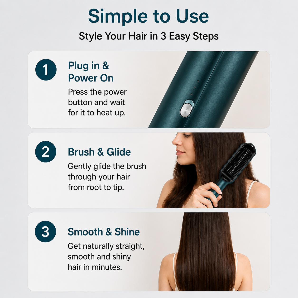 SilkGlide™ | 2-in-1 Ceramic Hair styling + Straightening comb Brush