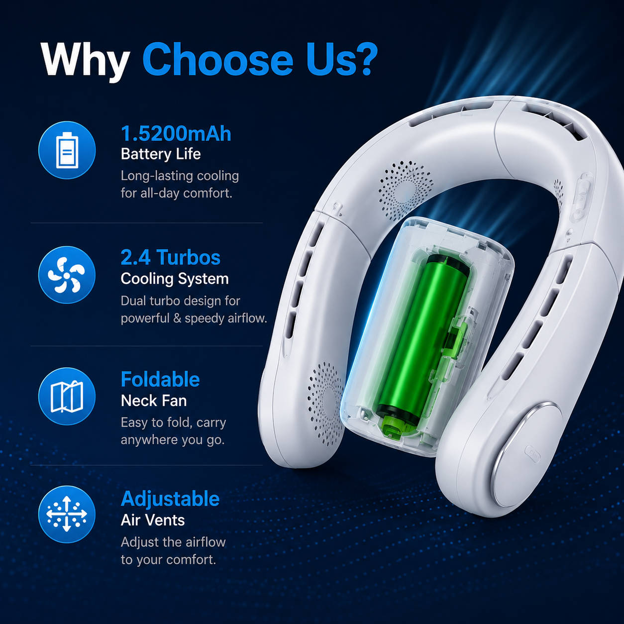 AeroChill Pro™ | Portable Neck Fan | Rechargeable Hands-Free Cooling Fan