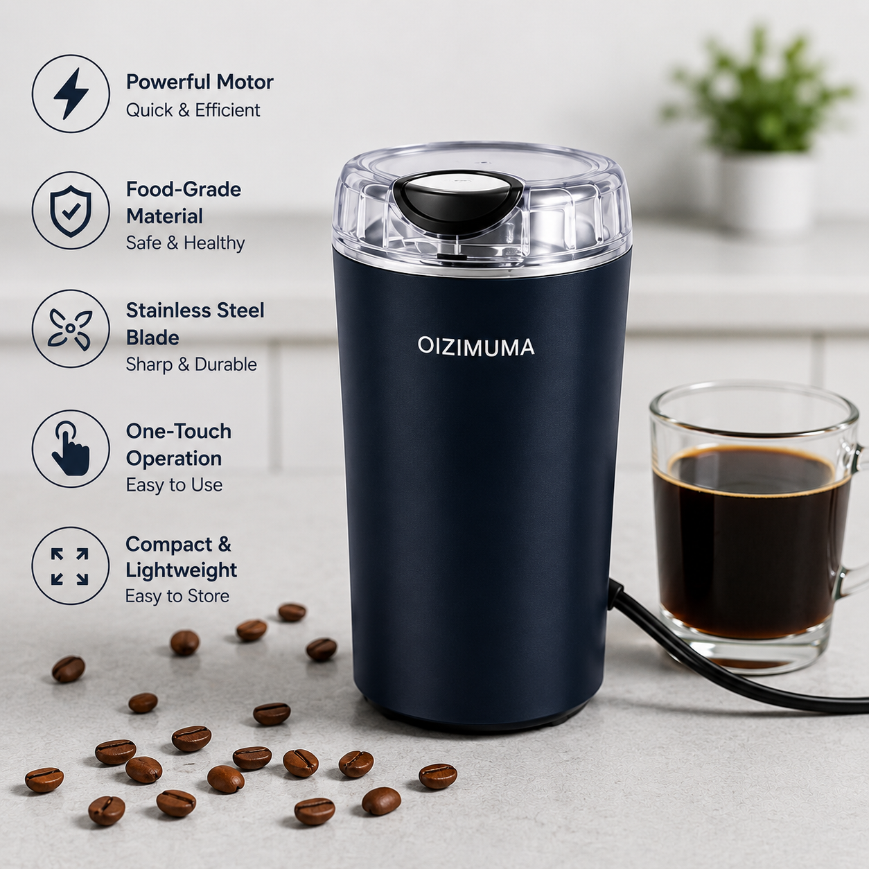 GrindMate™ | Stainless Steel Electric Coffee & Spice Grinder