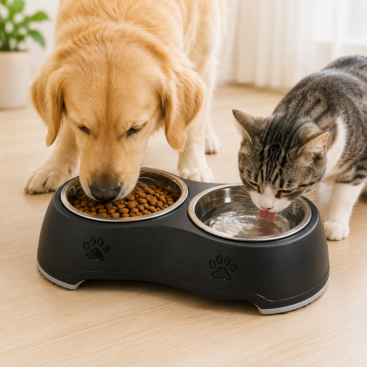 PetEase Pro™ | Premium 2-in-1 Stainless Steel Pet Feeding Bowl