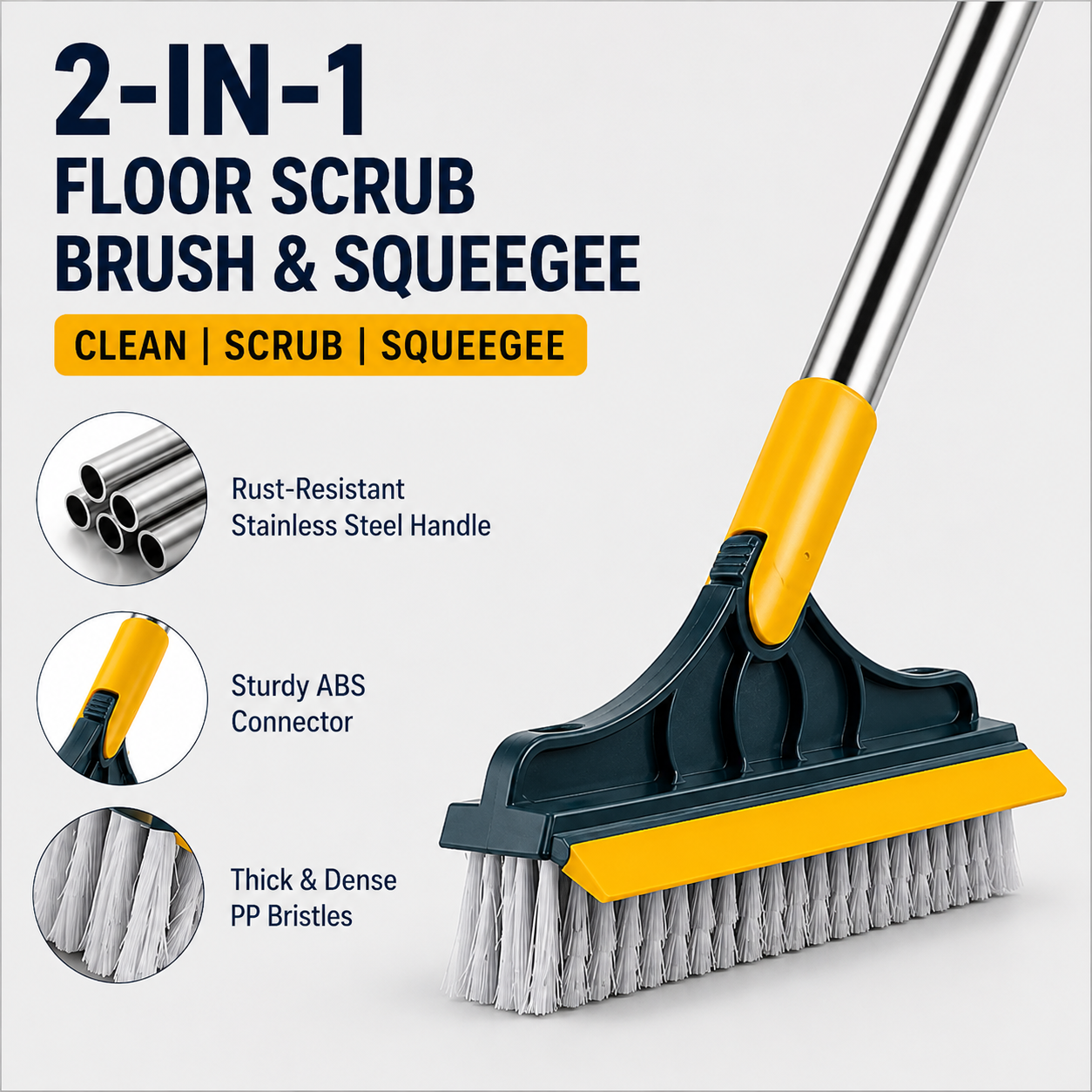 CleanSweep Pro™ | 2-in-1 Floor Scrub Brush & Squeegee