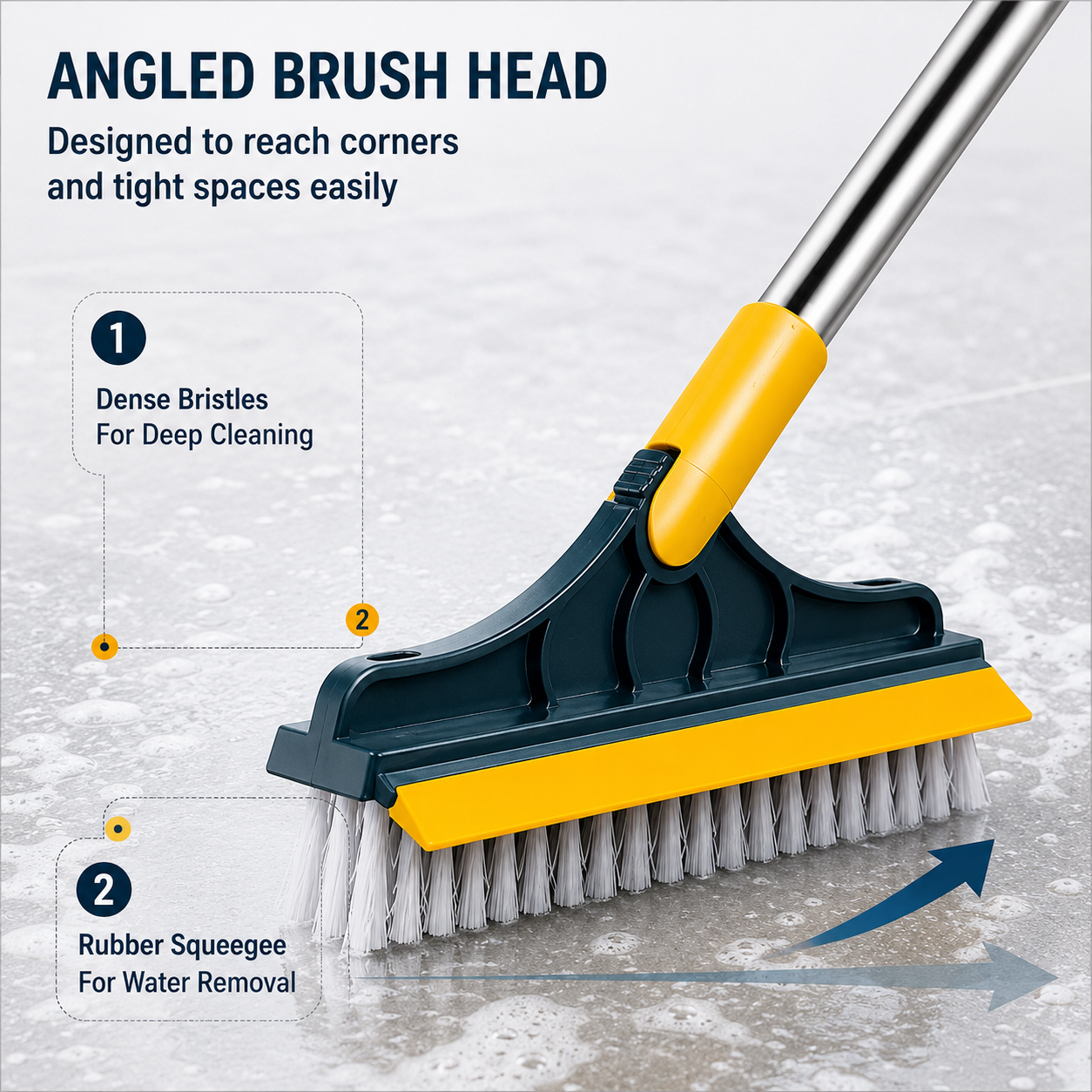 CleanSweep Pro™ | 2-in-1 Floor Scrub Brush & Squeegee