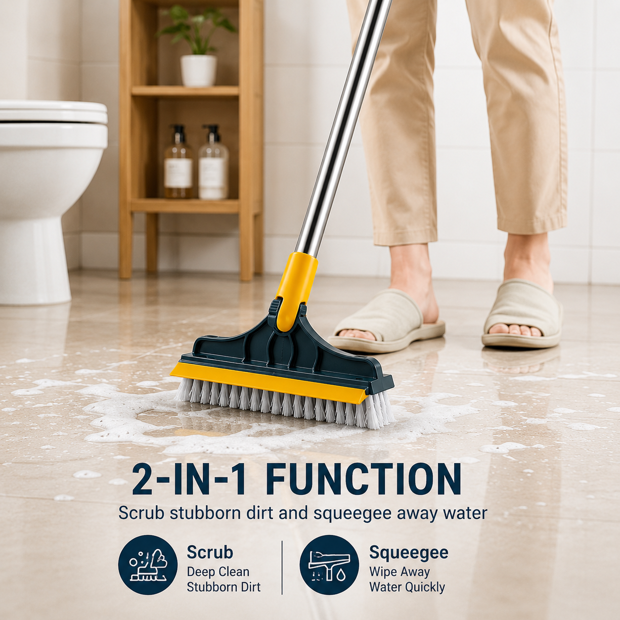 CleanSweep Pro™ | 2-in-1 Floor Scrub Brush & Squeegee
